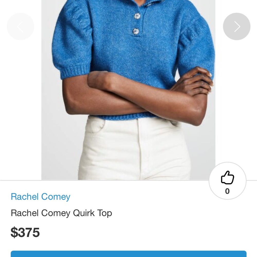 Rachel Comey Blue Puff-Sleeve Knit Polo Sweater - Picture 14 of 14